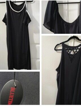 Bundle 3 Cute Pieces XL Shein Curve Bluetime Black Off Shoulder New Top Dress